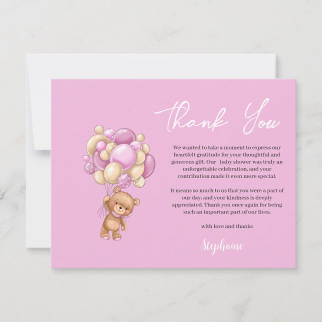 Tarjeta Festiva Girl  Baby shower thank you (Anverso)