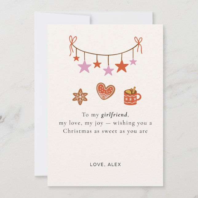 Tarjeta Festiva Girlfriend Christmas Card Cute Personalized (Anverso)