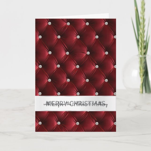 Tarjeta Festiva Glam Faux Velvet Red Navidades (Anverso)