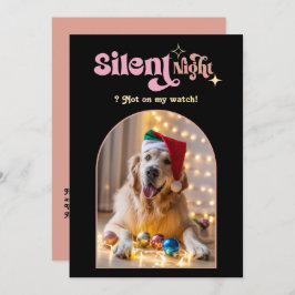 Tarjeta Festiva Glam Night Funny Retro Mascota Navidades de perro