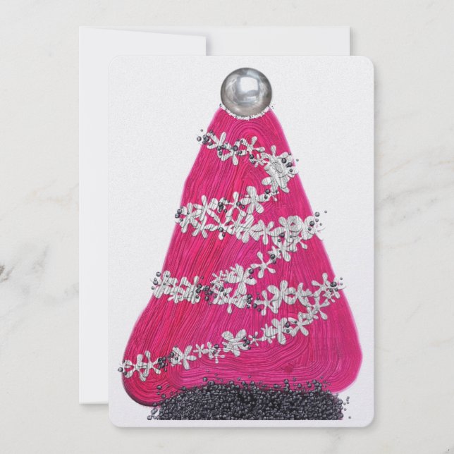 Tarjeta Festiva Glam Pink Christmas Tree (Anverso)