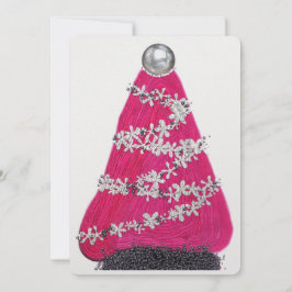 Tarjeta Festiva Glam Pink Christmas Tree