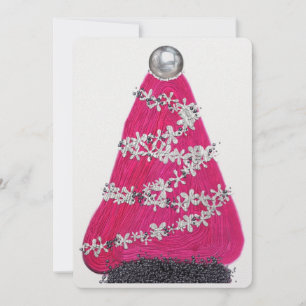 Tarjeta Festiva Glam Pink Christmas Tree