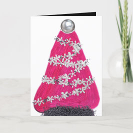 Tarjeta Festiva Glam Pink Christmas Tree