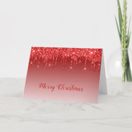 Tarjeta Festiva Glam Red Purpurina Drips Navidades