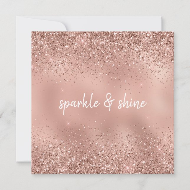 Tarjeta Festiva Glam Rosa Gold Purpurina (Anverso)