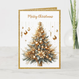Tarjeta Festiva Glamorous Gold Sparkle Christmas Tree  