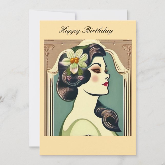 Tarjeta Festiva Glamour Chica Cumpleaños (Anverso)
