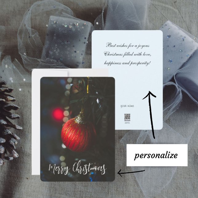 Tarjeta Festiva Glamour oscuro Navidades rojos baubles y garland (Subido por el creador)