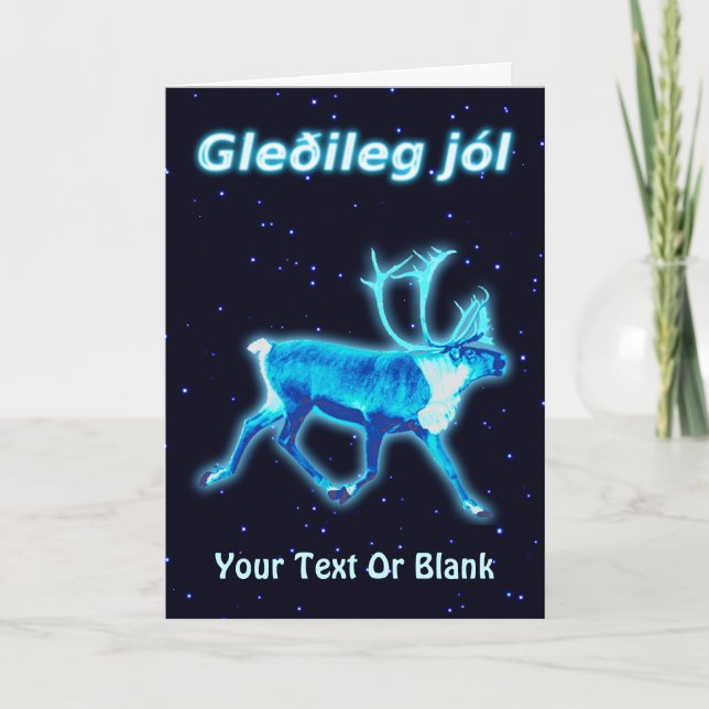 Tarjeta Festiva Gleðileg Jól - Blue Caribou (Reno) (Anverso)