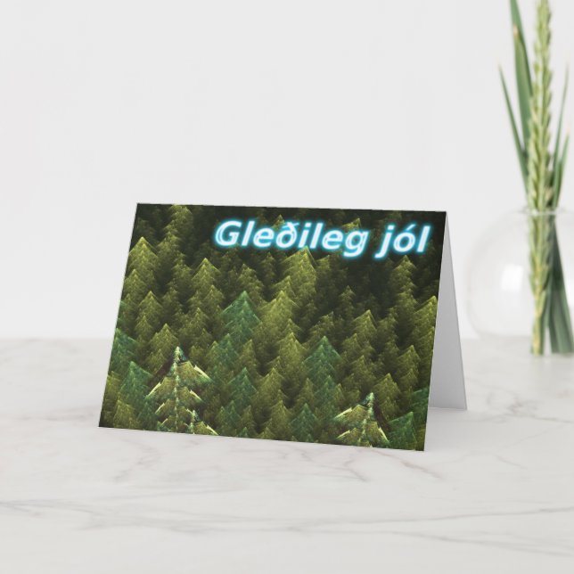 Tarjeta Festiva Gleðileg jól - Bosque oscuro (Anverso)