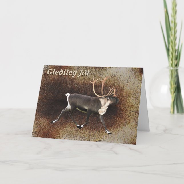 Tarjeta Festiva Gleðileg Jól - Bull Caribou (Reno) (Anverso)