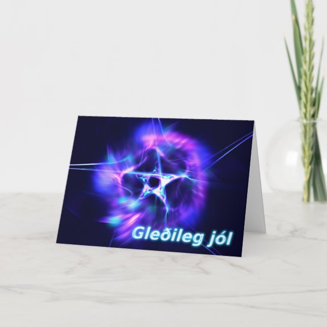 Tarjeta Festiva Gleðileg Jól - estrella brillante (Anverso)