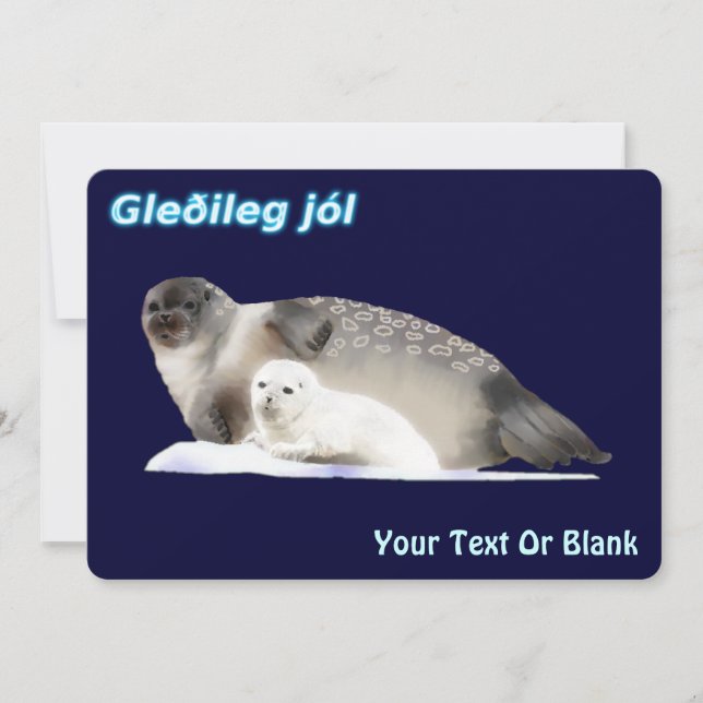 Tarjeta Festiva Gleðileg Jól - Foca anillada (Anverso)
