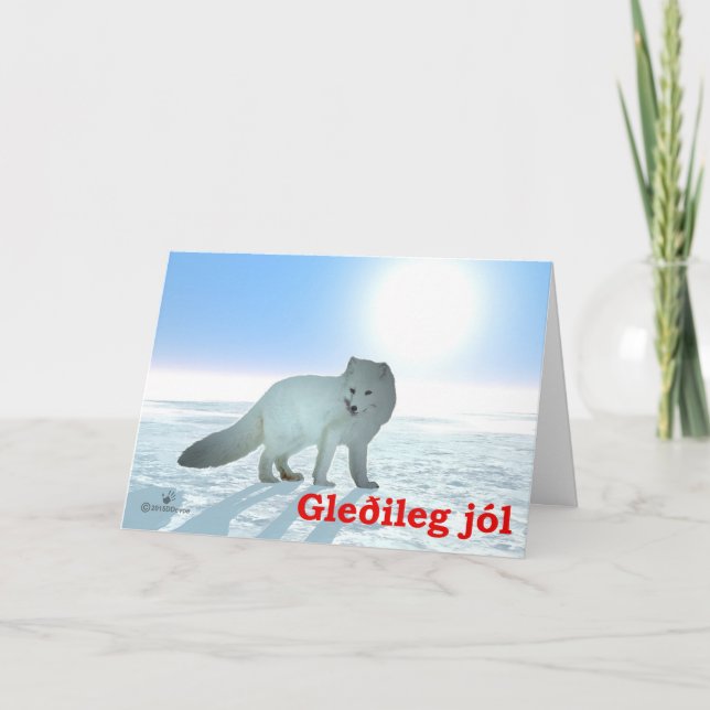 Tarjeta Festiva Gleðileg Jól - Fox Ártica (Anverso)