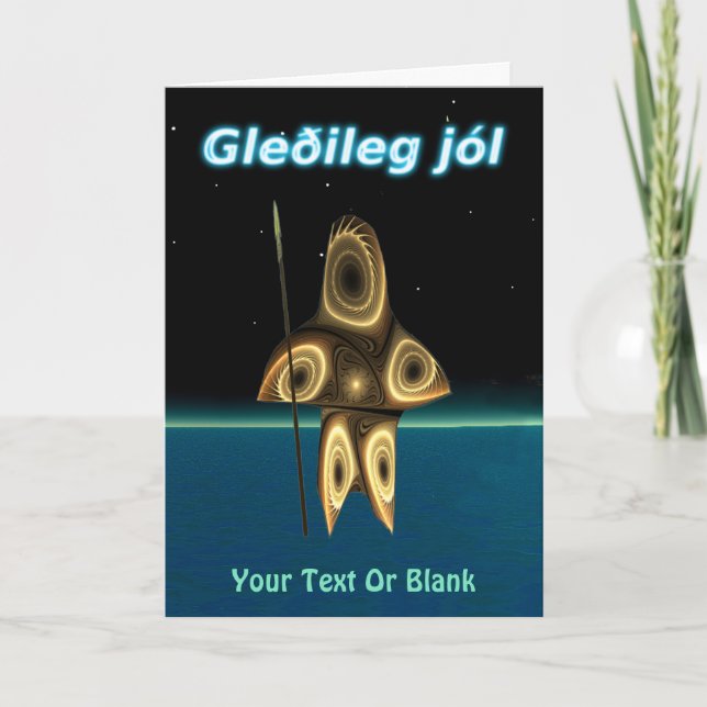 Tarjeta Festiva Gleðileg Jól - Fractal Inuit Hunter (Anverso)
