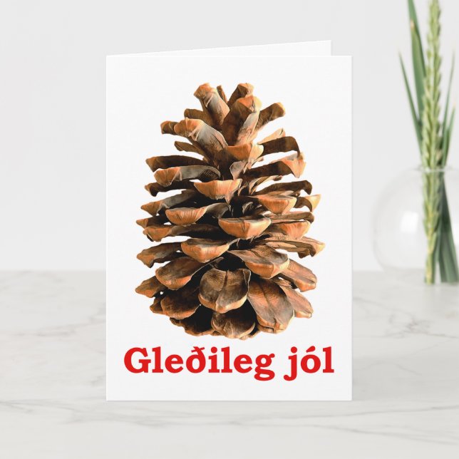 Tarjeta Festiva Gleðileg jól - Jerusalem Pine Cone (Anverso)