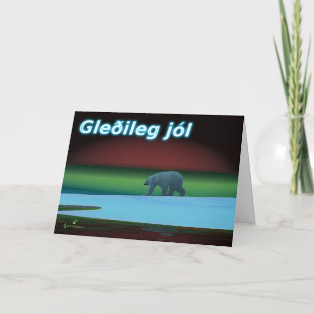 Tarjeta Festiva Gleðileg Jól - Oso Polar (Anverso)
