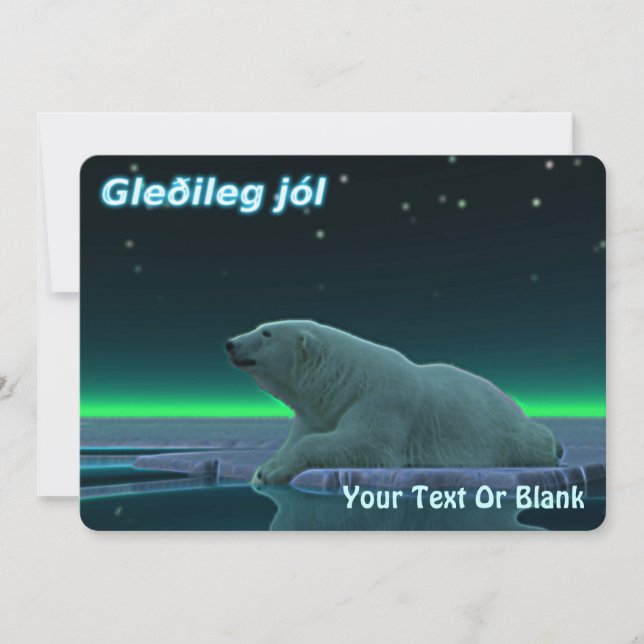 Tarjeta Festiva Gleðileg Jól - Oso Polar Del Borde Del Hielo (Anverso)