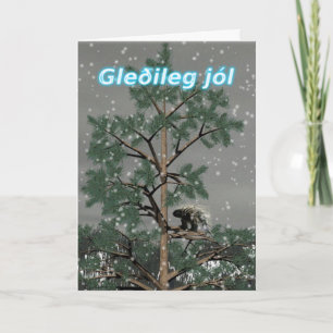 Tarjeta Festiva Gleðileg jól - Porcupine In A Pine Tree