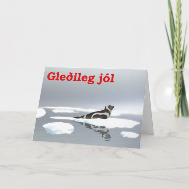 Tarjeta Festiva Gleðileg jól - Sello de cinta (Anverso)