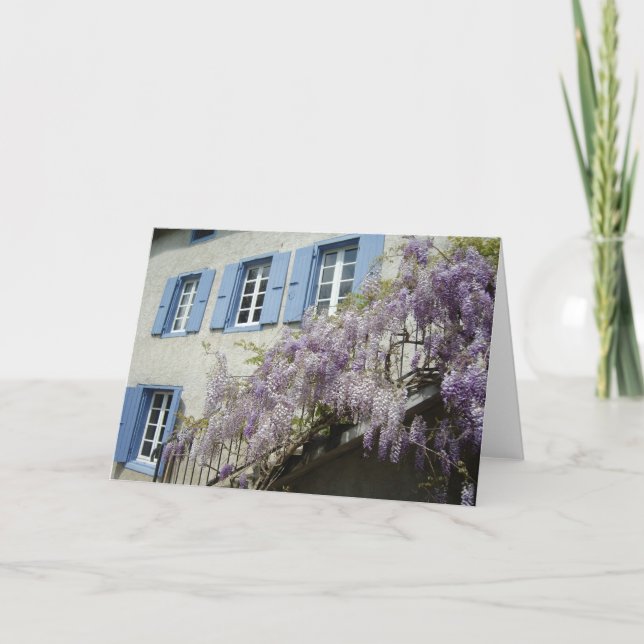 Tarjeta Festiva Glicinias en la floración (Anverso)