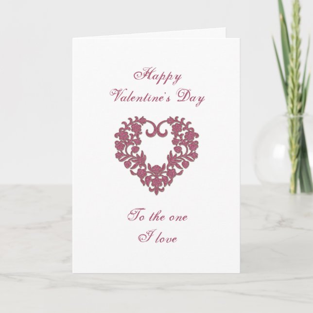 Tarjeta Festiva Glitter Flourish Valentine Greeting Card (Anverso)