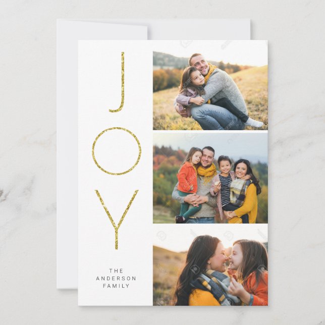 Tarjeta Festiva Glitter JOY 3 apilados Pix (Anverso)