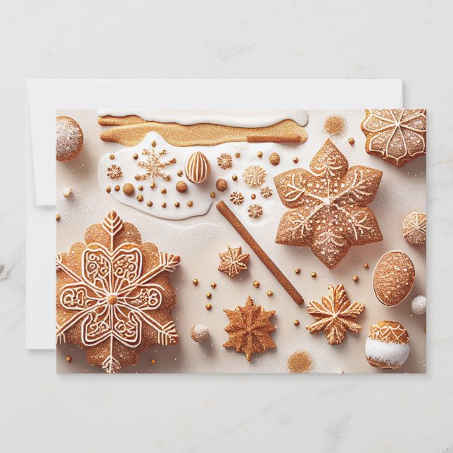 Tarjeta Festiva Glittering Gingerbread Snflake Bliss (Anverso)