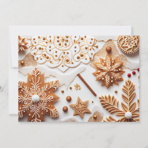 Tarjeta Festiva Glittering Gingerbread y Copos de Nieve con Canela