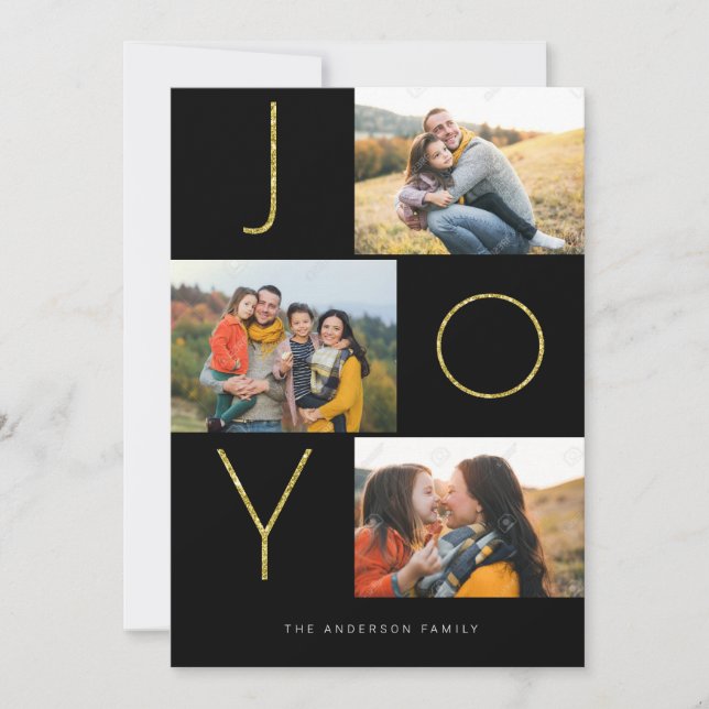 Tarjeta Festiva Glittery JOY 4 Image (Anverso)