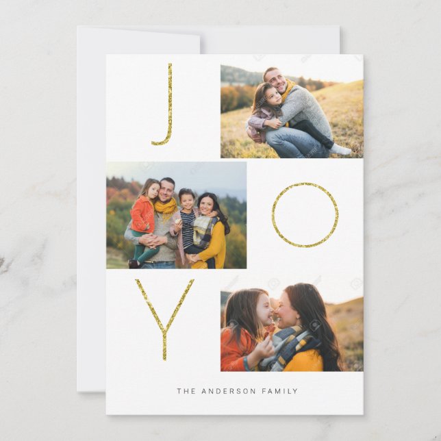 Tarjeta Festiva Glittery JOY 4 Imagen (Anverso)