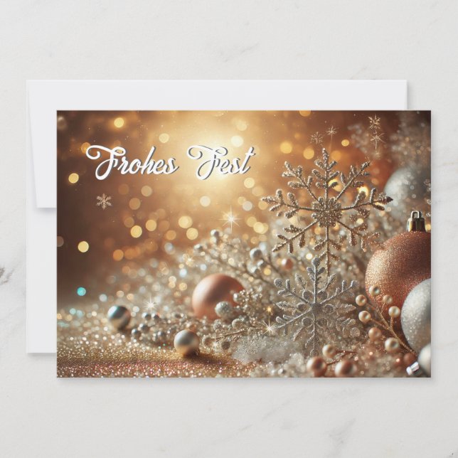 Tarjeta Festiva Glittery Snowflake with Elegant Background (Anverso)