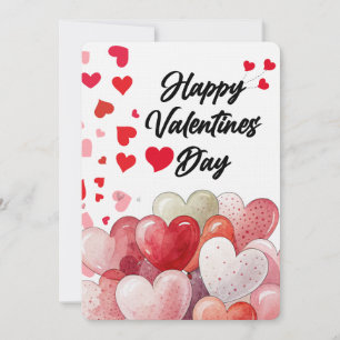 Tarjeta Festiva Globo Aerostático de Corazón con Acuarela Feliz dí