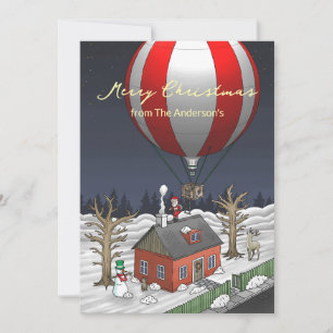 Tarjeta Festiva Globo aerostático de Santa