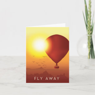 Tarjeta Festiva Globo aerostático Fly Away cielo de la tarde