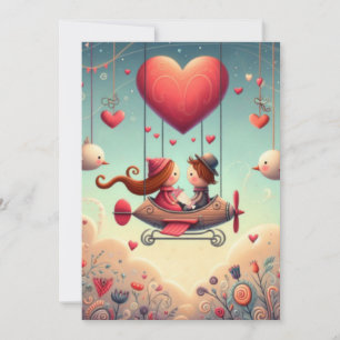 Tarjeta Festiva Globo Cute y Caprichoso para el Día de San Valentí