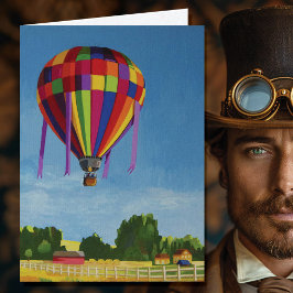 Tarjeta Festiva Globo de aire caliente colorido