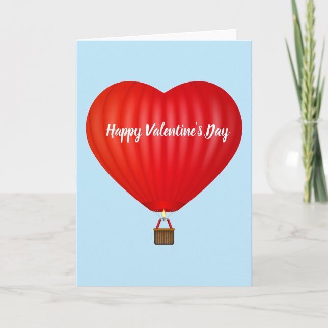 Tarjeta Festiva Globo de aire caliente el día de San Valentín (Anverso)