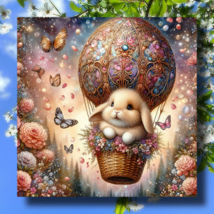Tarjeta Festiva Globo de huevo de pascua Lop Eared Bunny Pastel