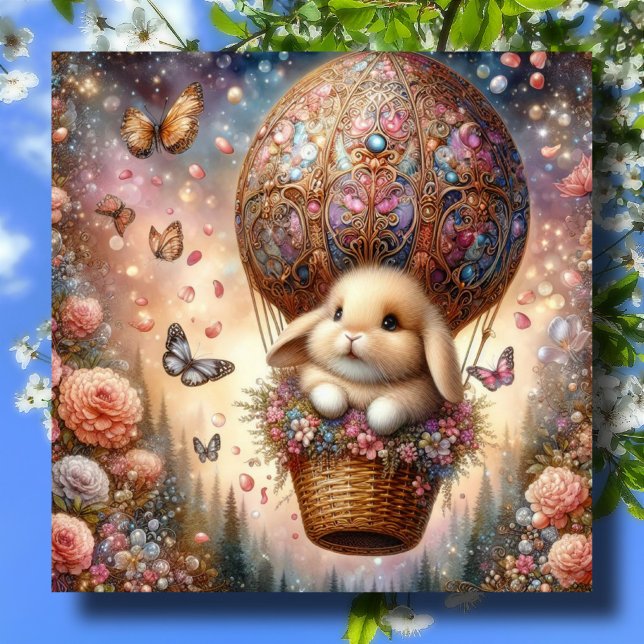 Tarjeta Festiva Globo de huevo de pascua Lop Eared Bunny Pastel (Subido por el creador)