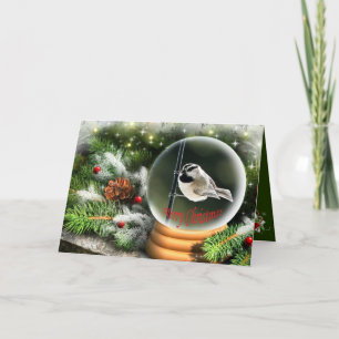 Tarjeta Festiva Globo de Nieve de Carbonero de Montaña