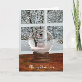 Tarjeta Festiva Globo de nieve de Snowman