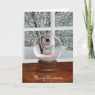 Tarjeta Festiva Globo de nieve de Snowman
