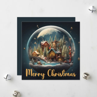 Tarjeta Festiva Globo de Nieve Elegante
