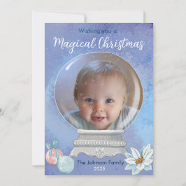 Tarjeta Festiva Globo de Nieve mágica para Navidades