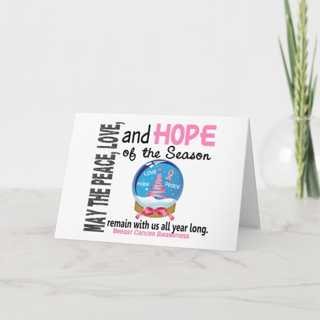 Tarjeta Festiva Globo de Nieve para navidades 1 Cáncer de Mama (Anverso)