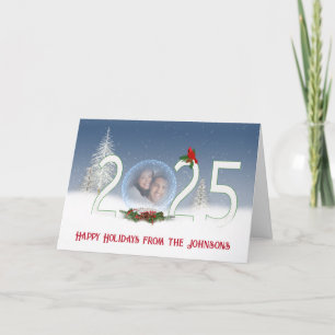 Tarjeta Festiva Globo de Nieve para Navidades de 2025 con foto