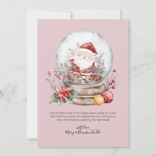 Tarjeta Festiva Globo de Nieve Personalizado de Papá Noel con Acua