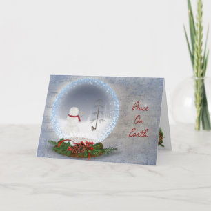 Tarjeta Festiva Globo de nieve por la paz en la Tierra